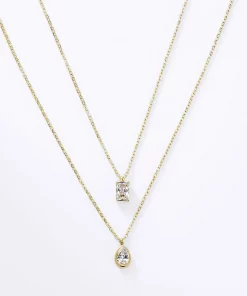 Collier double diamants en acier inoxydable