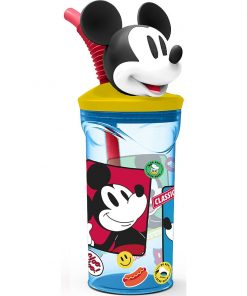 Verre avec Paille Mickey Mouse CZ11336 3D Bleu