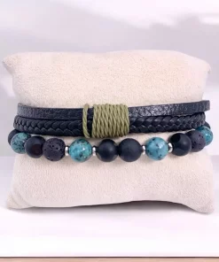 Bracelet en acier inoxydable corde verte