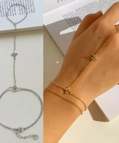 Alternative view of Chaîne de main étoile en acier inoxydable