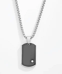 Alternative view of Collier en acier inoxydable pendentif diams