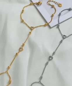 Alternative view of Chaîne de main coeur diamant en acier inoxydable