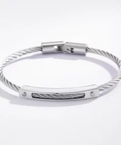 Alternative view of Bracelet jonc rigide en acier inoxydable