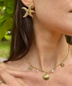 Alternative view of Collier breloques coquillage en acier inoxydable 224RX69