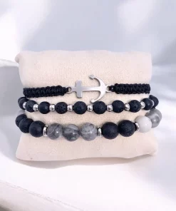 Bracelet en acier inoxydable trio ancre
