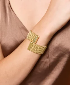 Alternative view of Bracelet jonc texturé en acier inoxydable