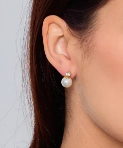 Boucles d'oreilles puces strasse et perle