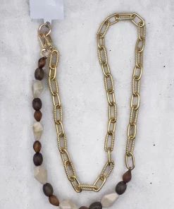 Chaîne longue de téléphone marron