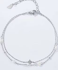 Alternative view of Chaîne de pied étoile en acier inoxydable