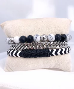 Bracelet trio perle en acier inoxydable 324DS42