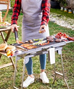 Barbecue au Charbon de Bois Pliable en Acier Inoxydable ExelQ InnovaGoods