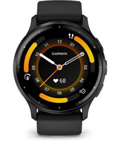 Montre GPS connectée - GARMIN - Venu 3 - WiFi - 35,4 mm (1,4) - Acier Gray, boîtier noir et bracelet en silicone noir