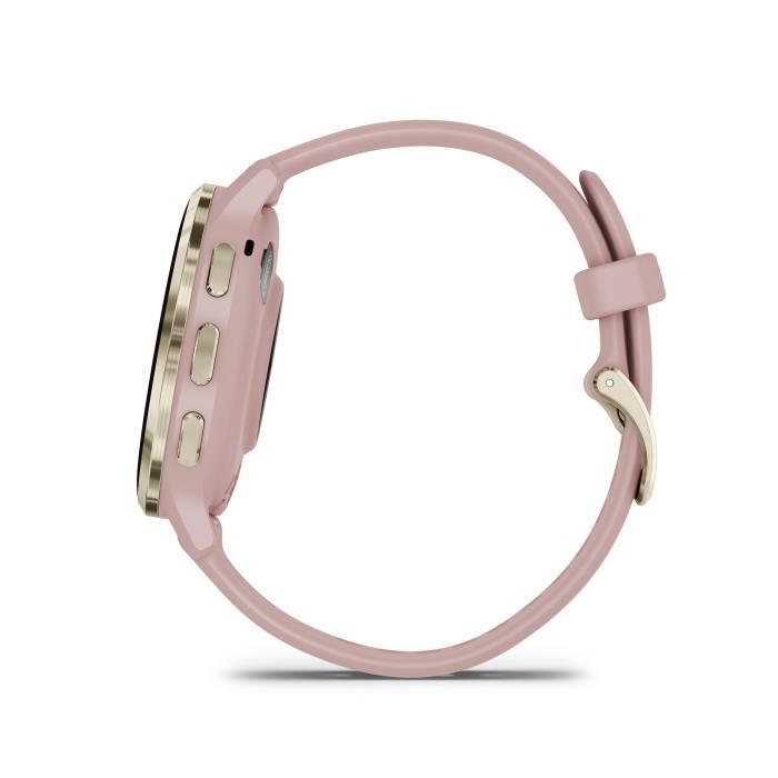 Montre GPS connectée - GARMIN - Venu 3S - 30,4mm (1,2) - Acier Soft Gold, boîtier rose et bracelet en silicone rose – Image 5