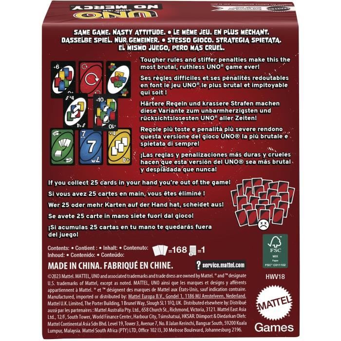 Jeu de cartes UNO SHOW EM NO MERCY - MATTEL - HWV18 - 56 cartes - Nouvelles regles impitoyables – Image 2