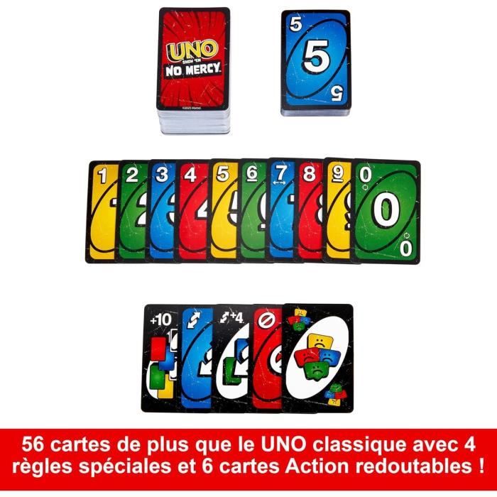 Jeu de cartes UNO SHOW EM NO MERCY - MATTEL - HWV18 - 56 cartes - Nouvelles regles impitoyables – Image 5