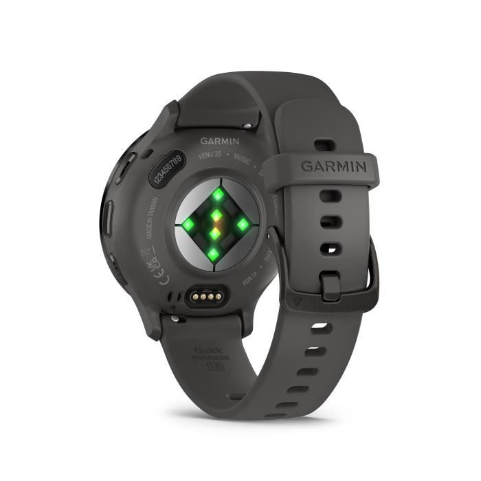 Montre GPS connectée - GARMIN - Venu 3S - 30,4mm (1,2) - Acier Gray, boîtier gris foncé et bracelet en silicone gris foncé – Image 4