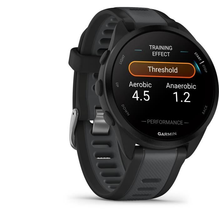 Montre GPS connectée - GARMIN - Forerunner 165 - 1,2 - Noir avec bracelet Noir et Gris – Image 2