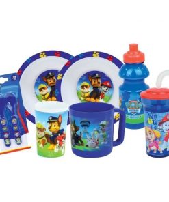 Lot vaisselle - FUN HOUSE - PAT'PATROUILLE  - Verre, 2 Assiettes creuses Ø16 cm, couverts, gourde, gobelet et mug