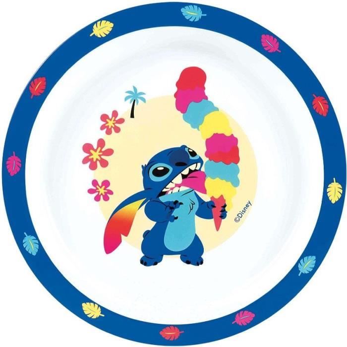 Lot vaissele - FUN HOUSE - STITCH ET ANGEL - Verre, assiette Ø22 cm et Ø16 cm, couverts, gourde et boite goûter – Image 2