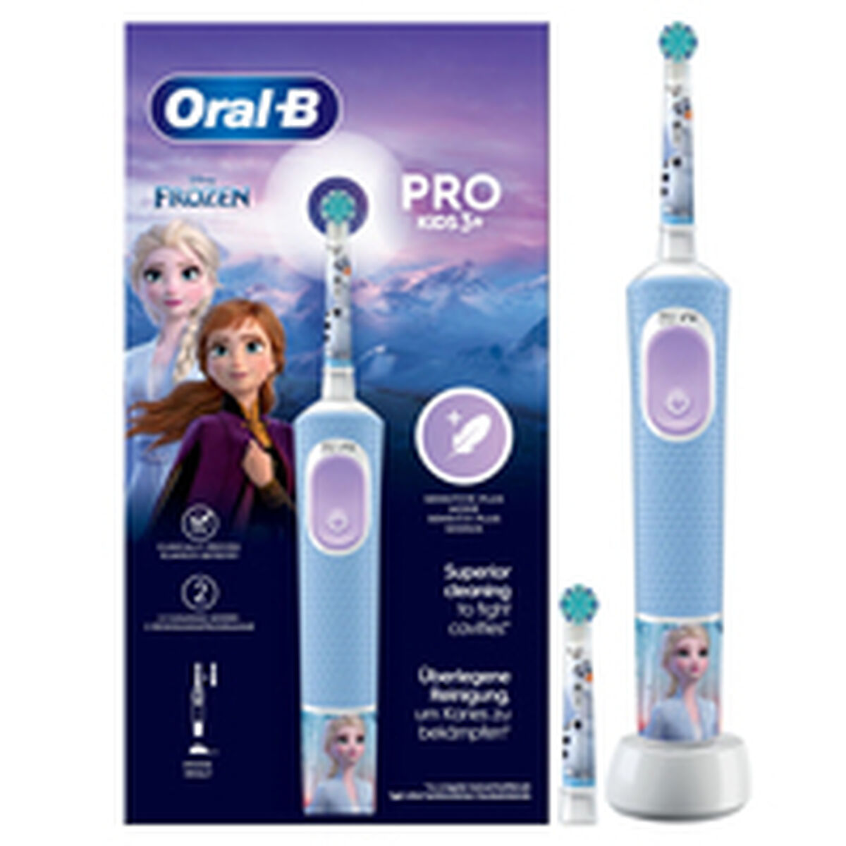 Brosse à dents électrique Oral-B Frozen Noir Multicouleur (2 Pièces) (2 Unités) – Image 2