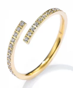 Bague enlacée strassée en acier inoxydable