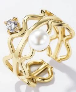 Bagues en acier inoxydable zircon perle