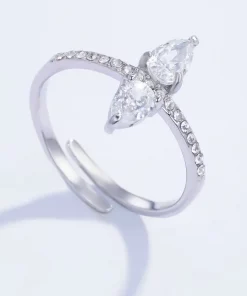 Alternative view of Bague avec pierre et strasses en acier inoxydable